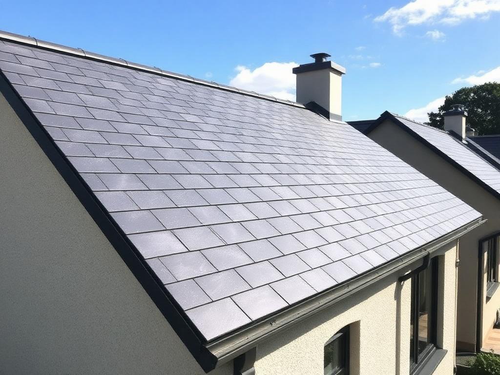 Completed new slate roof on a semi-detached home in Dublin